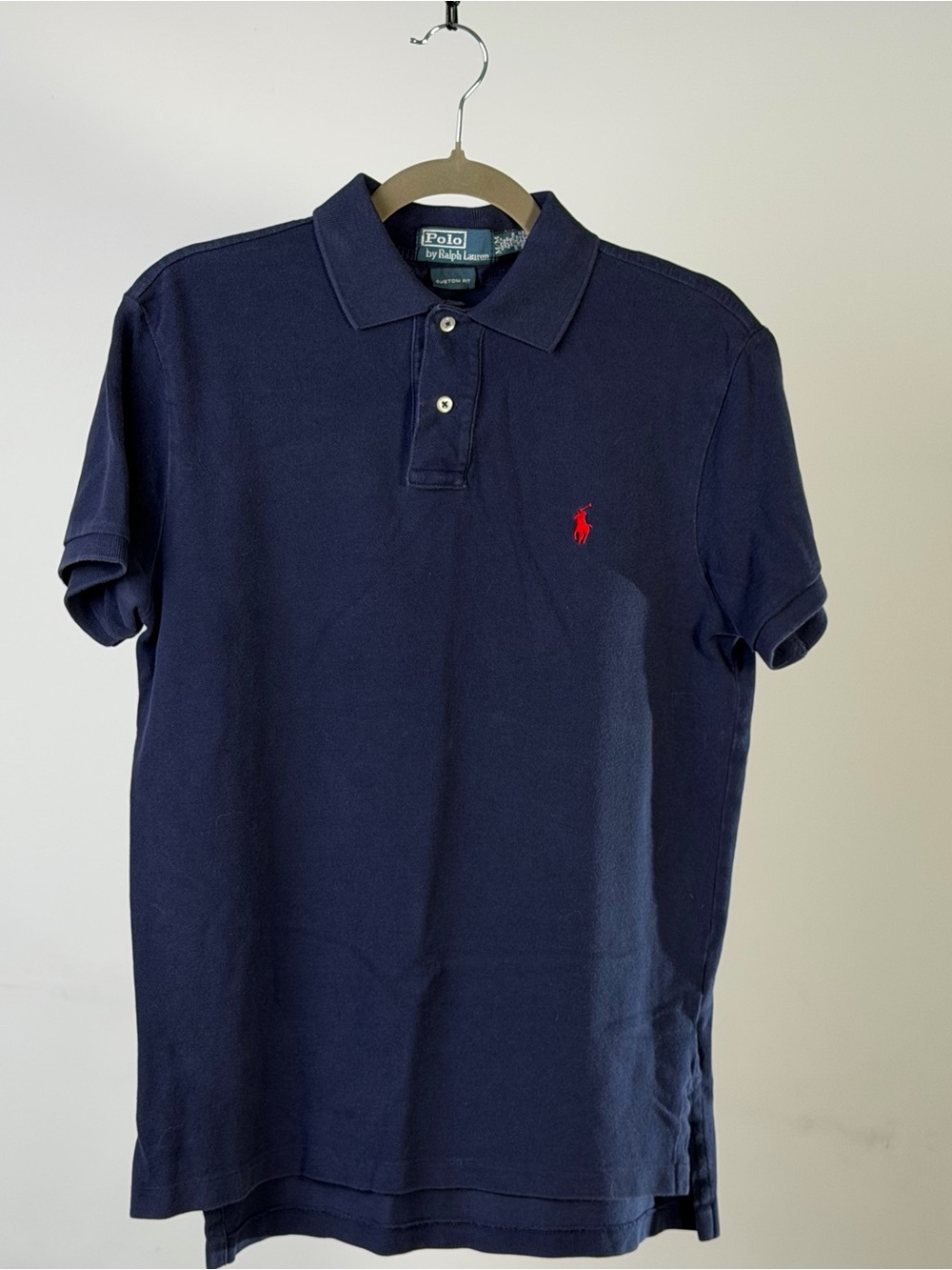 Ralph Lauren Navy Short Sleeve Polo with Red Pony Logo